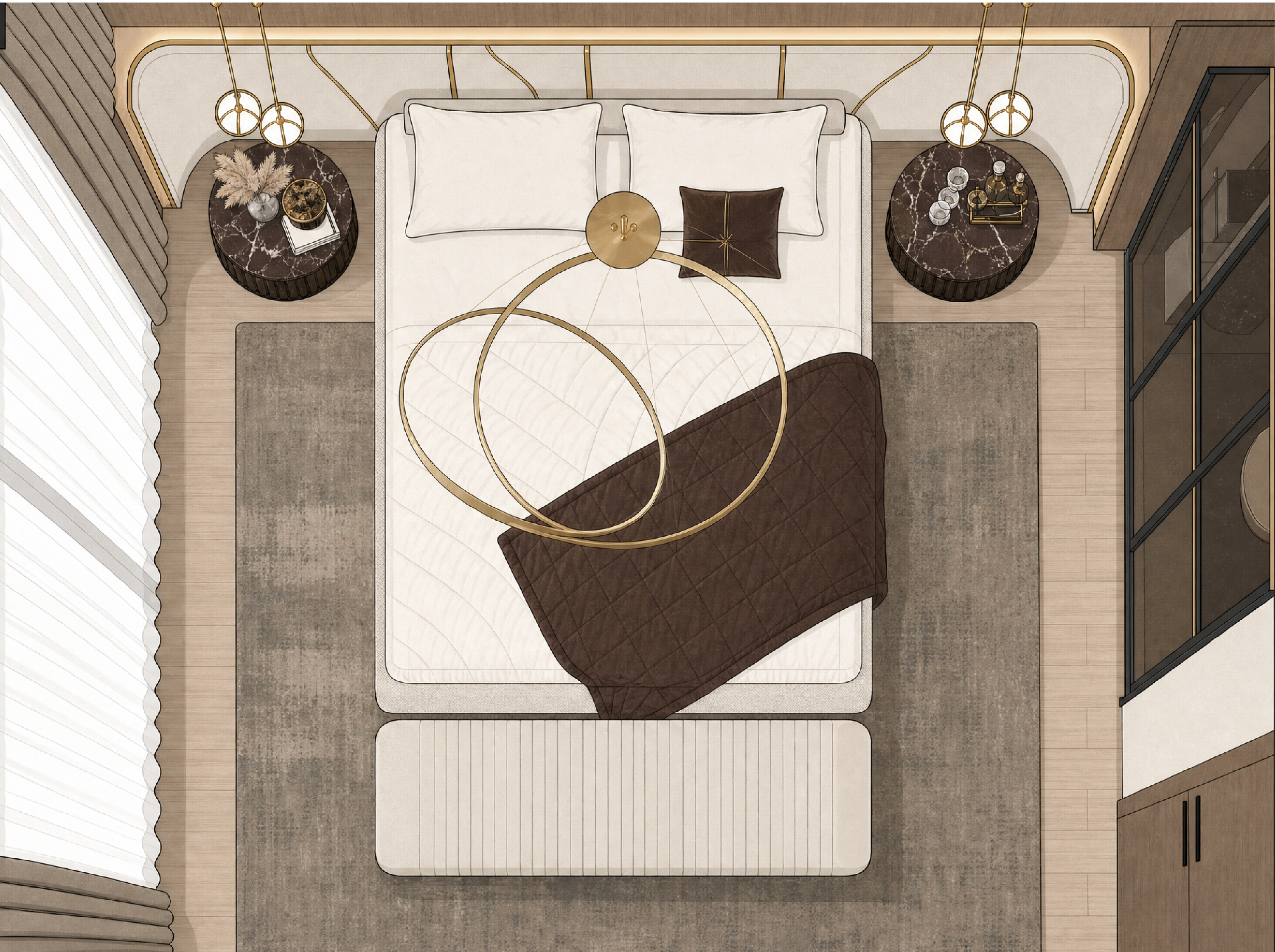 2D floor plan and space planning drawing
