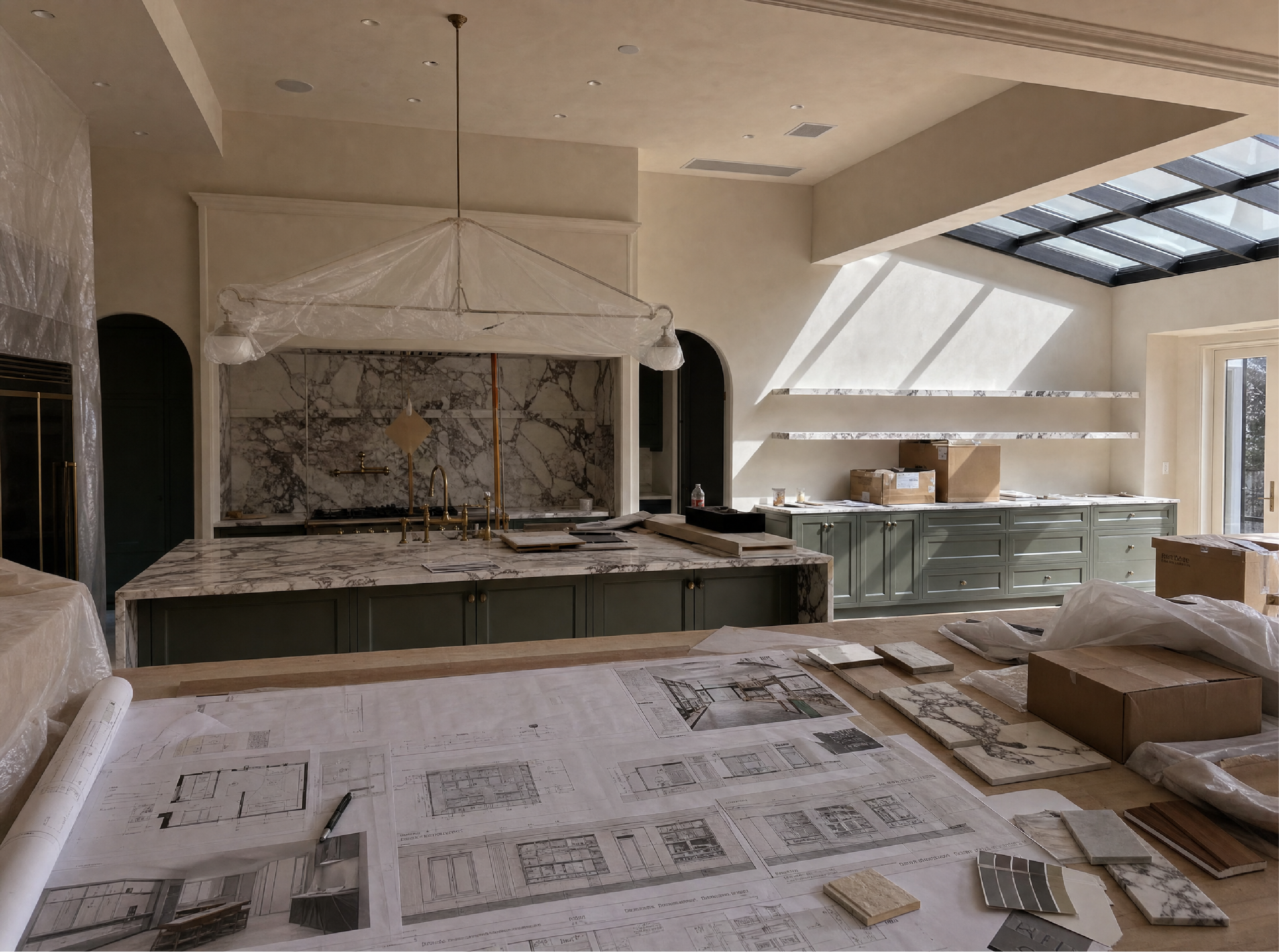 Construction and finishing work in progress on site